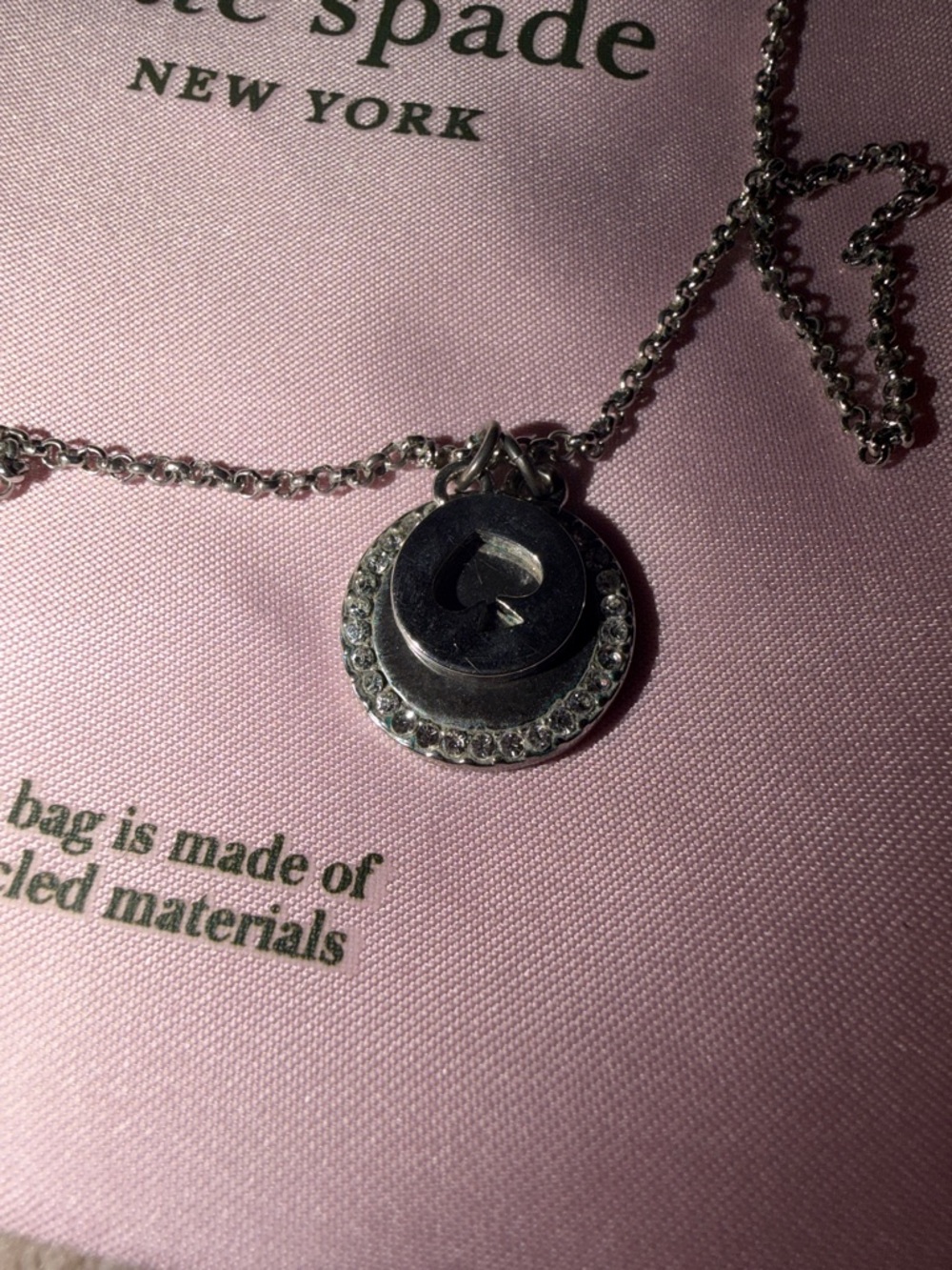 kate spade silver-tone pendant necklace with pink pouch - Picture 6 of 8